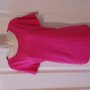 TALBOTS Embroidered Neckline Tee Magenta Size Medium